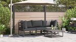 vidaXL Mobilier de jardin avec coussin 3 Pièces Noir Aluminium