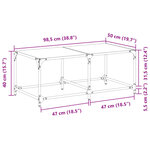 vidaXL Table basse avec dessus en verre noir 98 5x50x40 cm acier