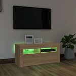 vidaXL Meuble TV avec lumières LED chêne sonoma 90x35x40 cm