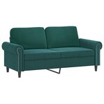vidaXL Canapé 2 places avec oreillers vert foncé 140 cm velours