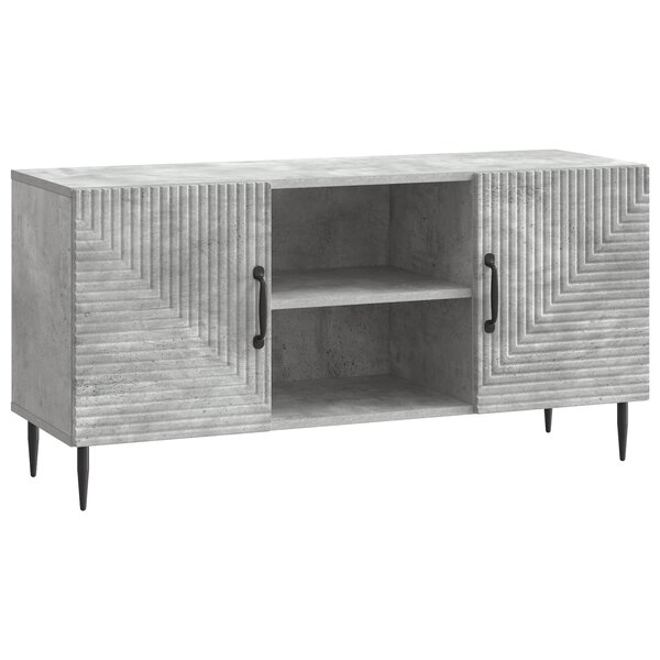 vidaXL Meuble TV Gris béton 102 x 34 5 x 50 cm Bois d'ingénierie