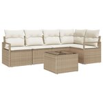 vidaXL Ensemble de canapé de jardin avec coussin 6 Pièces Beige  Crème
