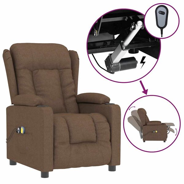 vidaXL Fauteuil électrique de massage Marron Tissu