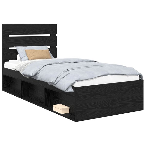 vidaXL Cadre de lit Noir 100 x 200 cm Bois de pin massif