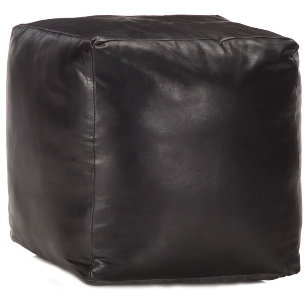 vidaXL Pouf 40 x 40 x 40 cm Noir Cuir véritable de chèvre