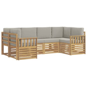 vidaXL Ensemble de canapés d'extérieur 5 Pièces Blanc et gris clair