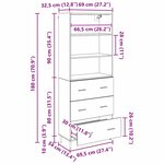 vidaXL Haut Armoire avec tiroir Chêne noir 69 5 x 34 x 180 cm