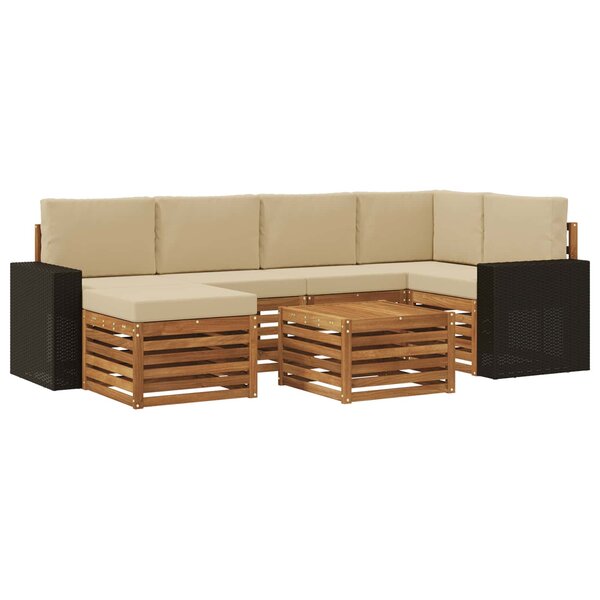 vidaXL Ensemble de canapés d'extérieur 7 pc Naturel et Beige Polyester
