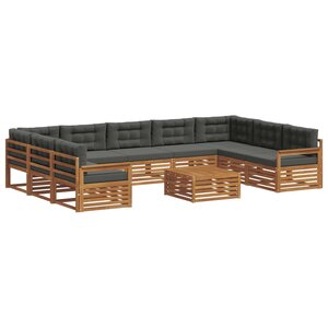 vidaXL Ensemble de canapés d'extérieur 10 pc Naturel et Anthracite