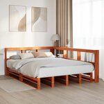 vidaXL Lit bibliothèque sans matelas cire marron 135x190 cm pin massif