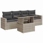 vidaXL Salon de jardin 5 Pièces avec coussins gris clair résine tressée
