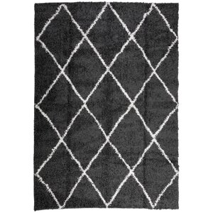 vidaXL Tapis shaggy à poils longs moderne noir et crème 160x230 cm