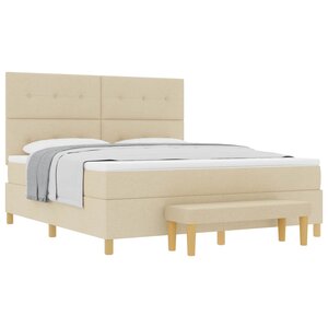 vidaXL Lit à ressorts avec tête de lit Crème 200 x 180 cm tissu
