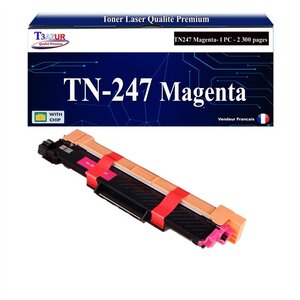 T3AZUR - Toner compatible avec Brother TN247 Magenta pour Brother MFC-L3710CW MFC-L3730CDN MFC-L3740CDN Noire - 3 000 pages - T3AZUR