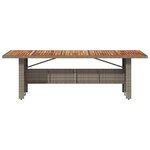 vidaXL Table de jardin et dessus en bois d'acacia gris résine tressée