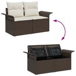 vidaXL Ensemble de Canapé de Jardin de 8 Pièces avec Coussins en Rattan Poly Marron