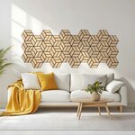 12 Panneaux muraux 30x26 hexagone naturel bois