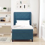 Lit Box Spring avec Matelas vidaXL Bleu Foncé 100x200 cm Velours