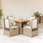 vidaXL Ensemble à manger de jardin avec coussins 5Pièces Beige poly rotin