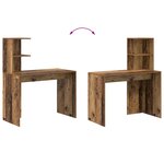 vidaXL Bureau d'écriture en vieux bois Vieux bois Bois Moyen Minimaliste