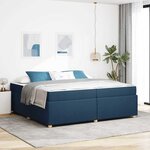 vidaXL Cadre de lit avec matelas avec matelas Bleu 200 x 200 cm tissu