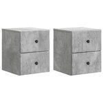 vidaXL Cabinet de chevet mural 2 Pièces Gris béton 34 5 x 33 x 40 cm