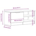 Meuble TV vidaXL Noir Chêne 80x35x36 5 cm Bois aggloméré