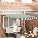 vidaXL Auvent Rétractable Vert et blanc 350 x 250 cm tissu