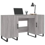 Bureau table poste de travail meuble d'ordinateur informatique étude sonoma 140 x 50 x 75 cm bois d'ingénierie gris 02_0023954