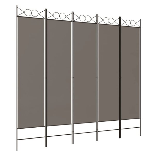vidaXL Cloison de séparation 5 panneaux Anthracite 200x200 cm Tissu