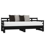 vidaXL Lit coulissant Noir Bois de pin solide 2x(80x200) cm