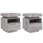 vidaXL Armoires de chevet avec lumières LED 2 Pièces sonoma gris