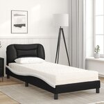 vidaXL Lit avec matelas Hvar noir et blanc 90x190 cm similicuir
