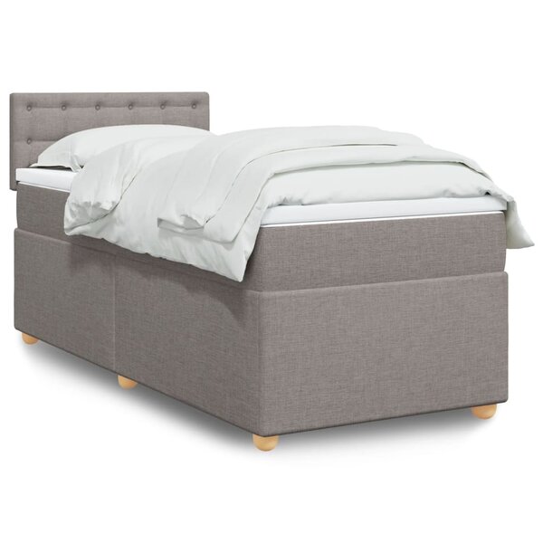 vidaXL Sommier à lattes de lit avec matelas Taupe 90x200 cm Tissu