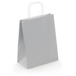 Sac kraft lisse gris à poignées torsadées raja 24 x 31 x 12 cm (lot de 50)