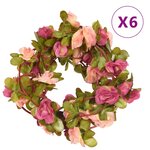 vidaXL Guirlandes de fleurs de Noël 6 Pièces rouge rosé 250 cm