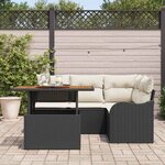 vidaXL Ensemble de canapé de jardin avec coussin 5 Pièces Noir et crème