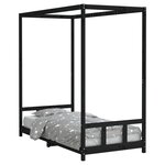 vidaXL Cadre de lit pour enfants noir 90x190 cm bois de pin massif
