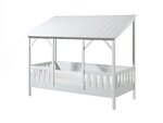 MALIA Lit cabane 90x200cm  avec toit blanc + Sommier + Matelas