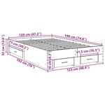 vidaXL Cadre de lit avec tiroirs chêne sonoma 120x190 cm en bois d'ingénierie