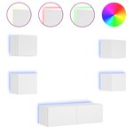 vidaXL Meuble TV muraux 5 Pièces avec lumières LED blanc