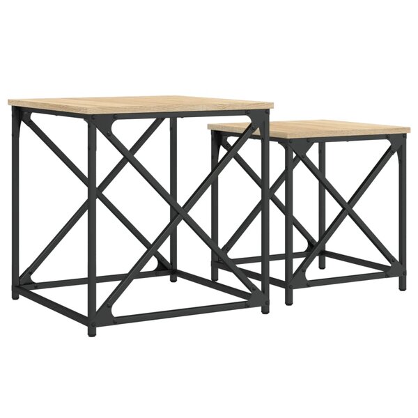 vidaXL Tables basses gigognes 2 Pièces chêne sonoma bois d'ingénierie