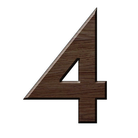 Numéro 4-Numéro adhésif pour boîtes aux lettres - Résine de 3 mm, hauteur environ 50 mm - Voyager (chêne moyen)