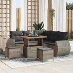 vidaXL Ensemble de canapé de jardin 8 Pièces Gris polyrotin