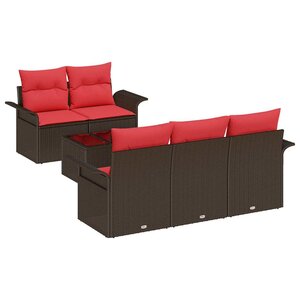 vidaXL Ensemble de canapé de jardin 6 Pièces Marron Poly rotin