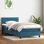 vidaXL Sommier à lattes de lit et matelas et LED bleu foncé 80x220 cm velours