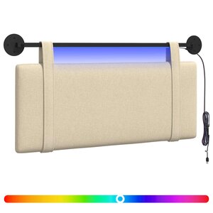 vidaXL Tête de lit suspendue Avec lumière LED Crème Tissu