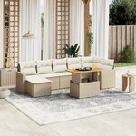 vidaXL Salon de jardin avec coussins 8 Pièces beige résine tressée