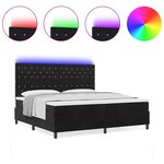 Lit box spring vidaXL avec matelas et LED Noir 200x200 cm Velours