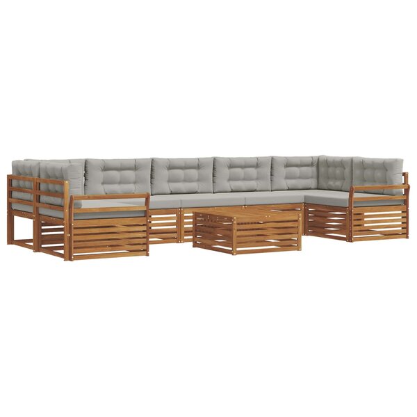 vidaXL Ensemble de canapés d'extérieur 8 Pièces Gris Naturel et Clair